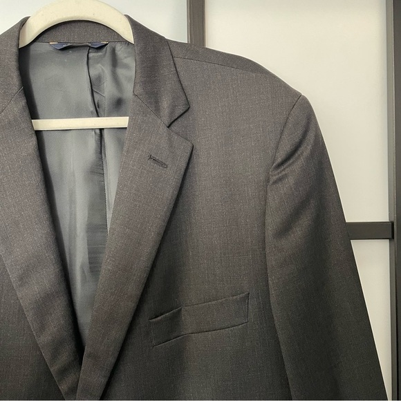[45L/40W] Brooks Brothers Men’s Dark Grey 100% Wool 1818 Fitzgerald Suit Coat - Picture 3 of 14